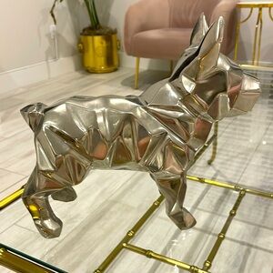 FRENCH BULLDOG STATUETTE. CHROME. NWOT